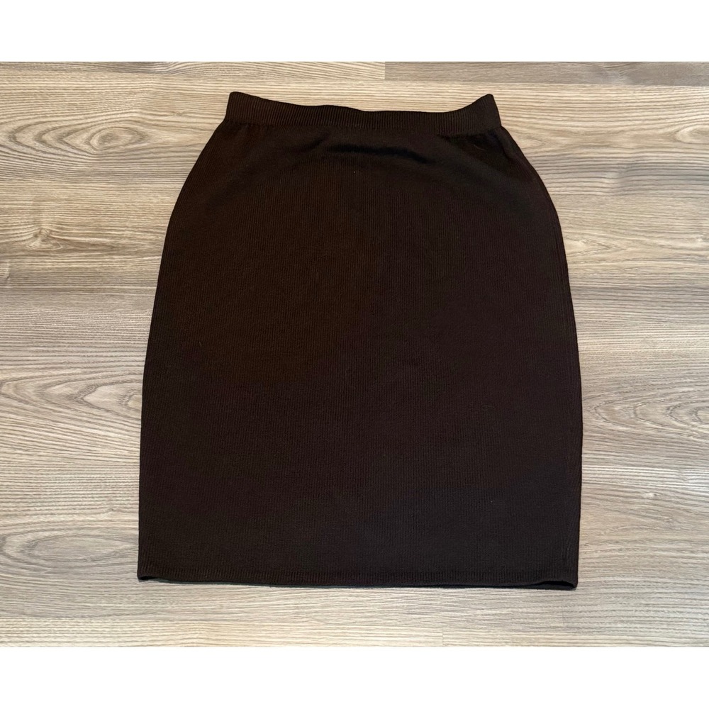St. John Collection Marie Gray Brown Knit Pencil Skirt Size 8 Santana Knit USA